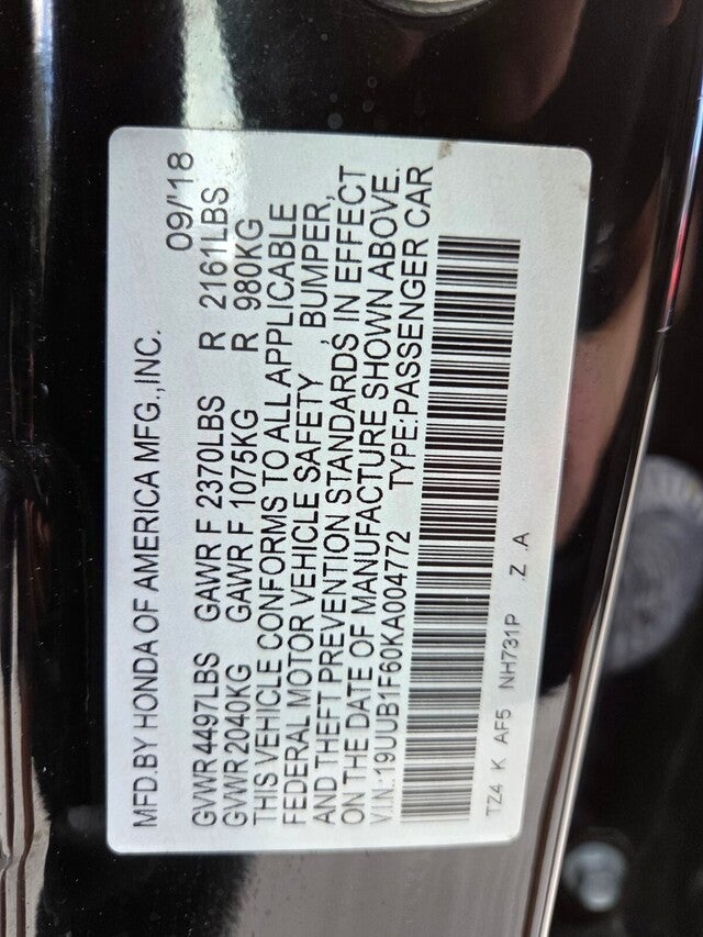 2019 Acura TLX 2.4L TECHNOLOGY PKG W/A-SPEC PKG