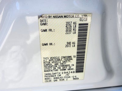 2018 Nissan ALTIMA 2.5 SR