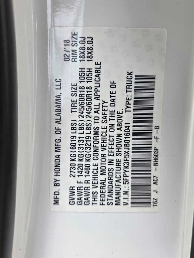 2018 Honda Ridgeline RTL