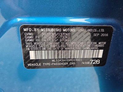 2017 Mitsubishi MIRAGE ES