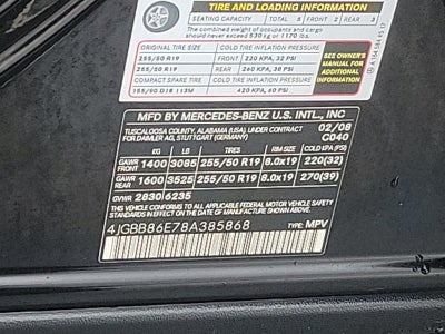 2008 Mercedes-Benz M-Class 3.5L