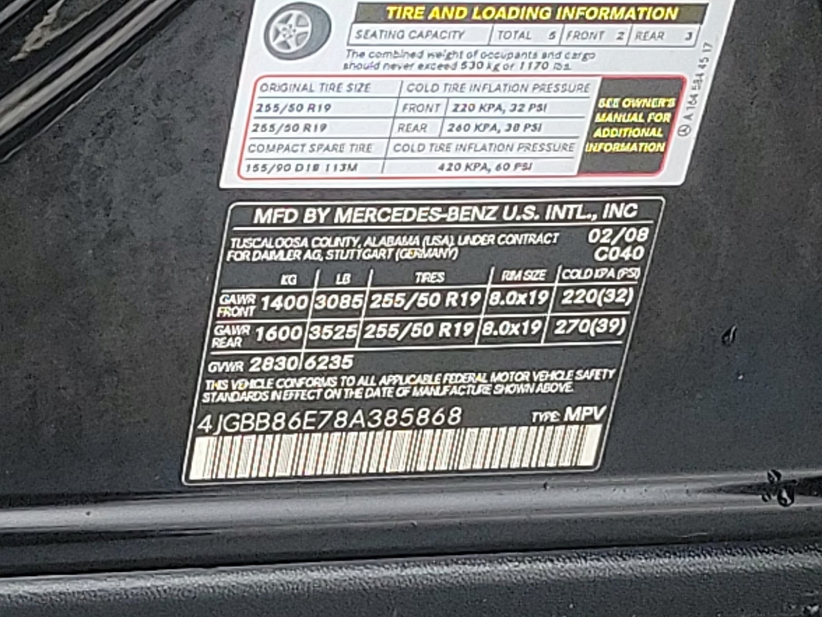 2008 Mercedes-Benz M-Class 3.5L