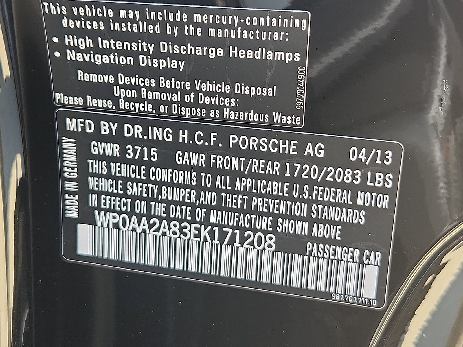 2014 Porsche Cayman 2dr Cpe