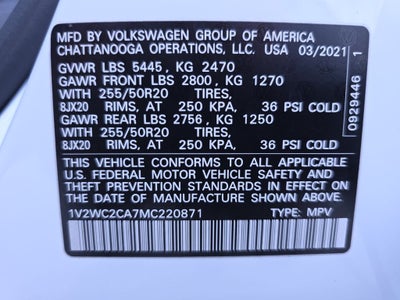 2021 Volkswagen Atlas Cross Sport 2.0T SE w/Technology